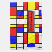 Piet Mondrian Art Style Modern Helderkleurig Theedoek (Verticaal)
