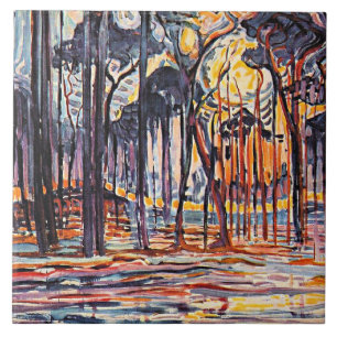 Piet Mondrian, bossen bij Oele, Tegeltje