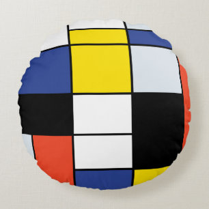 Piet Mondrian Compositie A - Abstracte Moderne Kun Rond Kussen