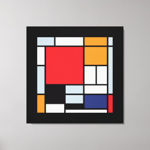 Piet Mondrian - Compositie met groot rood vlak Canvas Afdruk