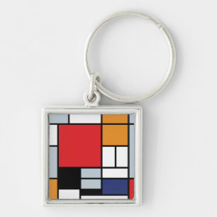 Piet Mondrian - Compositie met groot rood vlak Sleutelhanger