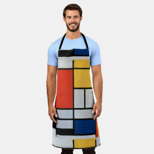 Piet Mondrian Compositie Rood Geel Blauw Print Schort
