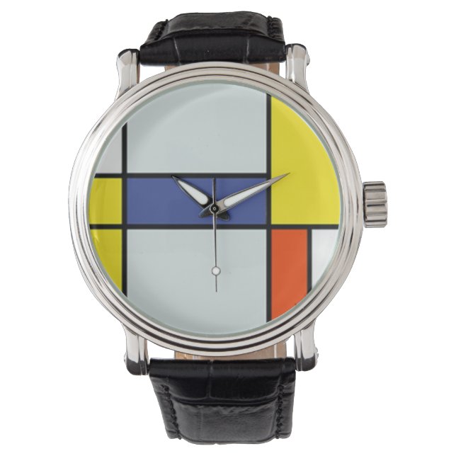 Piet Mondrian Composition A - Abstracte moderne ku Horloge (Voorkant)