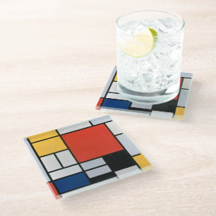  Piet Mondrian Composition, retro Glazen Onderzetter