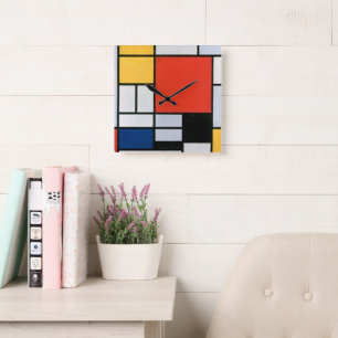  Piet Mondrian Composition, retro Vierkante Klok