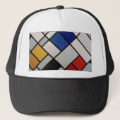 Piet Mondrian Modern Art Trucker Pet (Voorkant)