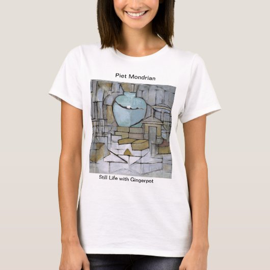 Piet Mondrian Painting stil leven met Gingerpot T-shirt (Voorkant)