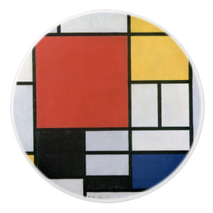 Piet Mondrian Rood Blauw Geel Abstracte Kunst Keramische Knop