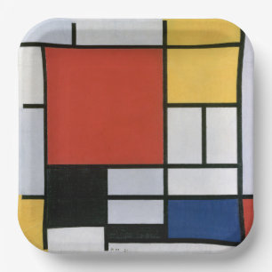 Piet Mondrian Rood Blauw Geel Abstracte Kunst Papieren Bordje