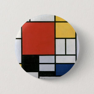 Piet Mondrian Rood Blauw Geel Abstracte Kunst Ronde Button 5,7 Cm