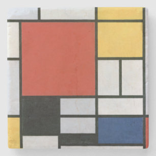 Piet Mondrian Rood Blauw Geel Abstracte Kunst Stenen Onderzetter
