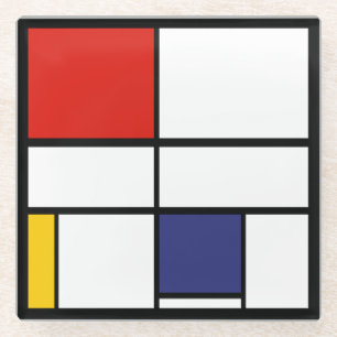 Piet Mondrian, samenstelling C Glazen Onderzetter