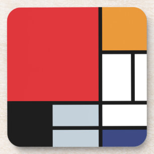 Piet Mondrian - Samenstelling met Grote Rode Plane Bier Onderzetter
