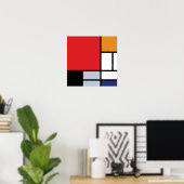 Piet Mondrian - Samenstelling met Grote Rode Plane Poster (Thuiskantoor)