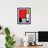 Piet Mondrian - Samenstelling met Grote Rode Plane Poster (Thuiskantoor)