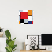 Piet Mondrian - Samenstelling met Grote Rode Plane Poster (Thuiskantoor)