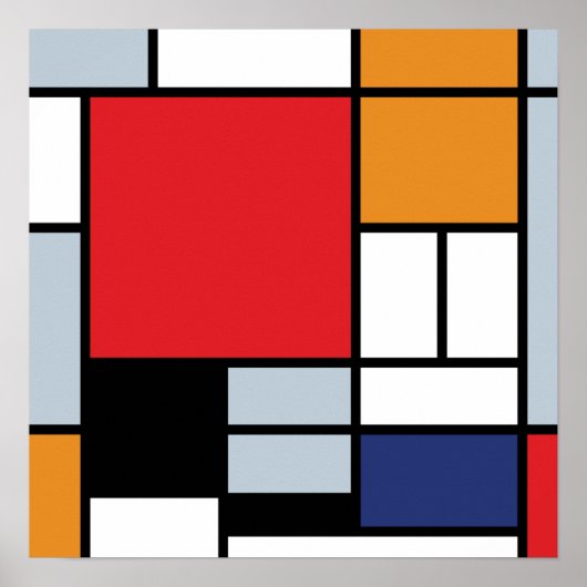 Piet Mondrian - Samenstelling met Grote Rode Plane Poster (Voorkant)