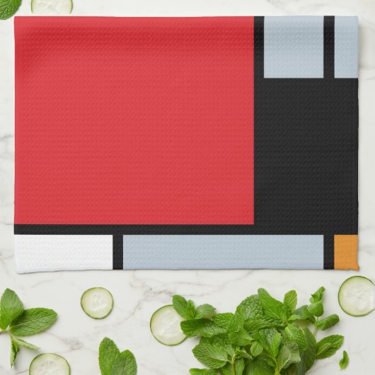 Piet Mondrian - Samenstelling met Grote Rode Plane Theedoek (Gevouwen)