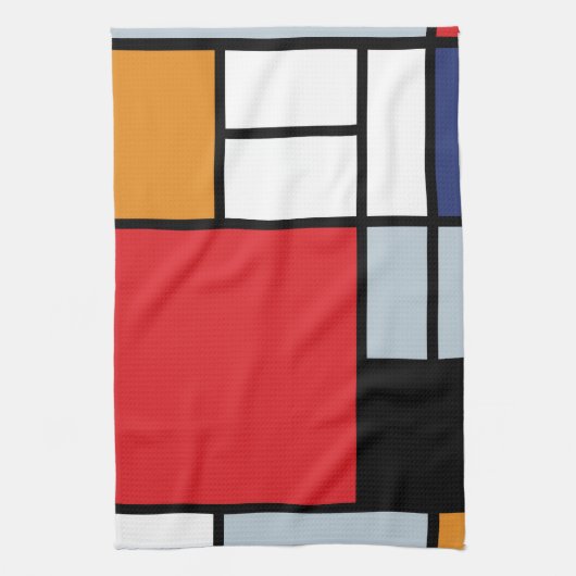 Piet Mondrian - Samenstelling met Grote Rode Plane Theedoek (Verticaal)