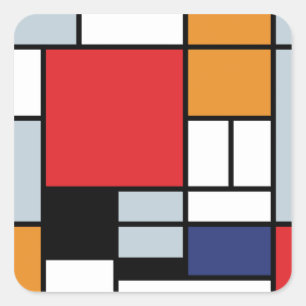 Piet Mondrian - Samenstelling met Grote Rode Plane Vierkante Sticker
