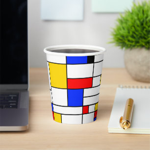 Piet Mondrian stijl Abstract Kunst Papieren Bekers