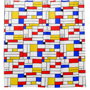 Piet Mondrian stijl abstracte kunst Douchegordijn