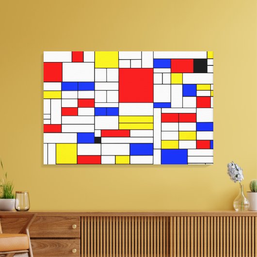 Piet Mondrian Style Abstract Art Canvas afdrukken (Insitu (Woonkamer))