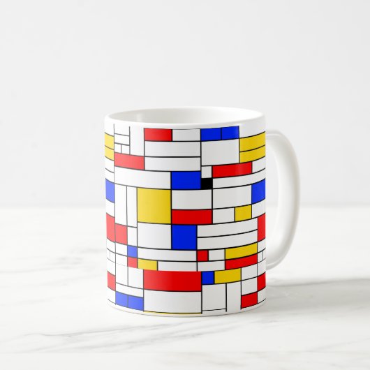 Piet Mondrian Style Abstracte kunst Koffiemok (Voorkant rechts)