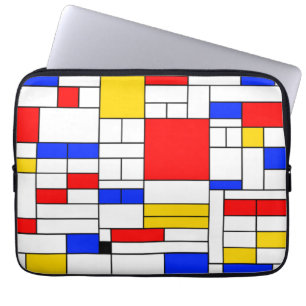 Piet Mondrian Style Abstracte kunst Laptop Sleeve
