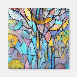 Piet Mondrian Trees Magneet
