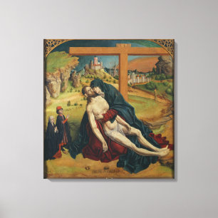 Pieta met twee donoren (olie op het paneel) canvas afdruk
