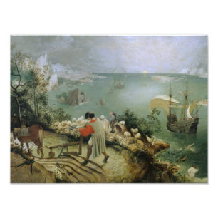 Pieter Bruegel de Herfst van Icarus van het Ouderl Foto Afdruk