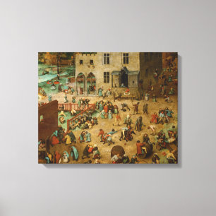 Pieter Bruegel de Ouderen - Kinderspelen Canvas Afdruk