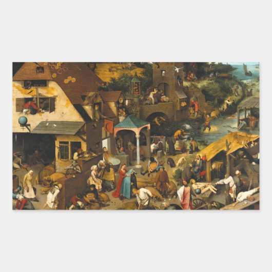 Pieter Bruegel de Ouderen - Netherlandish Proverbs Rechthoekige Sticker (Voorkant)