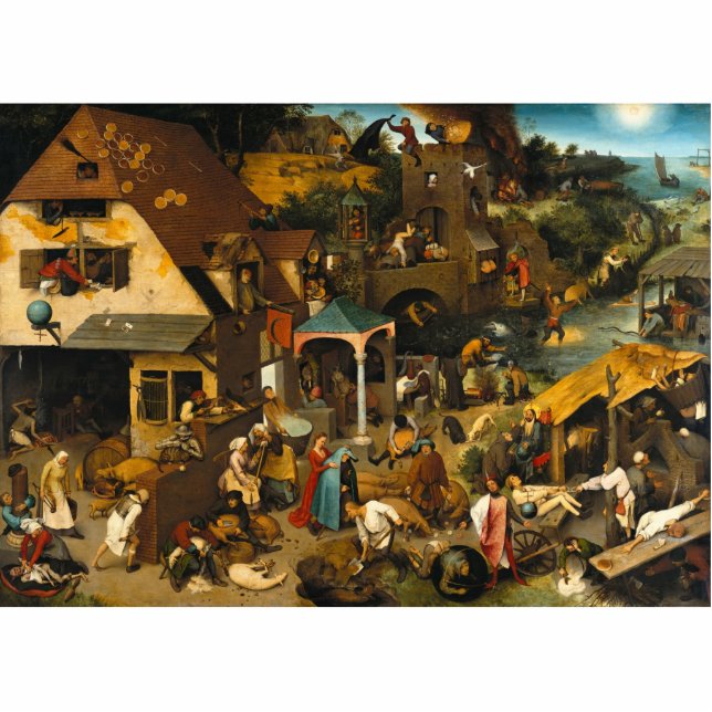 Pieter Bruegel de Ouderen - Netherlandish Proverbs Staand Fotobeeldje (Voorkant)