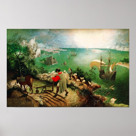 Pieter Bruegel Landschap met Herfst Icarus Poster (Voorkant)