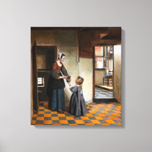 Pieter de Hooch A Woman with a Child in een Pantry Canvas Afdruk
