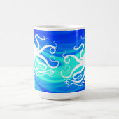 Pieuvre 6 sur Bleu Vert - Tasse de 15 oz. (Centre)