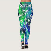 Pieuvre Blanche Sur Vert Bleu - Leggings (Dos)