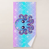 Pieuvre bleue mignonne (Serviette de bain)
