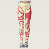 Pieuvre de corail sur la crème - Leggings (Devant)