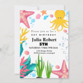 pieuvre Sea Animaux aquarelle invitation (Devant)