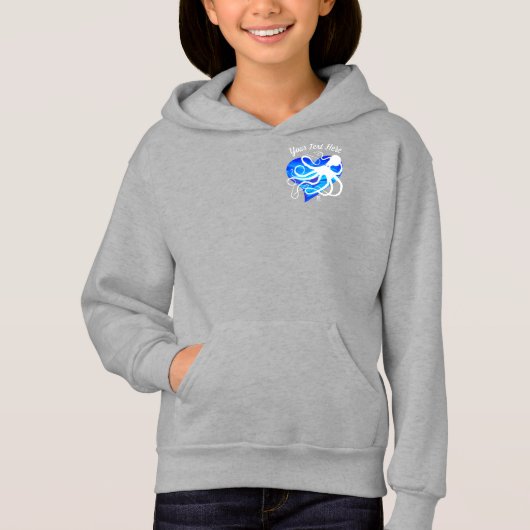 Pieuvre sur deux tons bleu - Sweat - shirt à capuc (Devant)