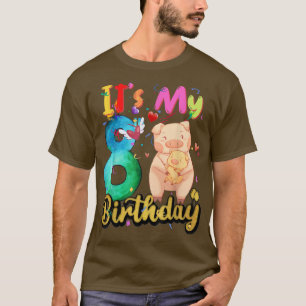 Pig 8th Birthday 8 Years Old Pig Birthday3818 T-shirt