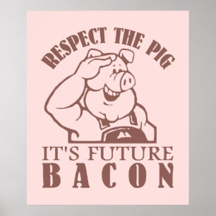 PIG AAN BACON poster aangepaste kleur