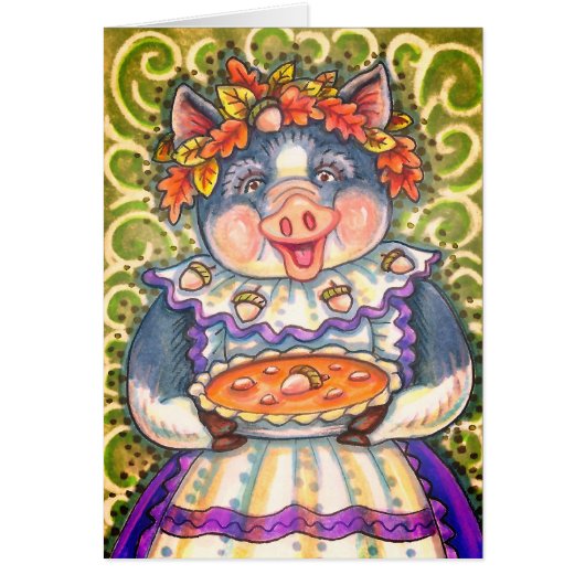 PIG & ACORN PIE THANKSGIVING GREETING CARD Blank (Devant)