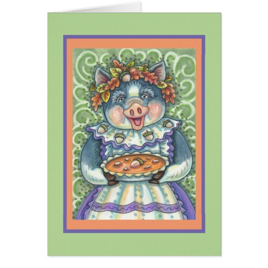 PIG & ACORN PIE THANKSGIVING GREETING CARD Blank (Devant)
