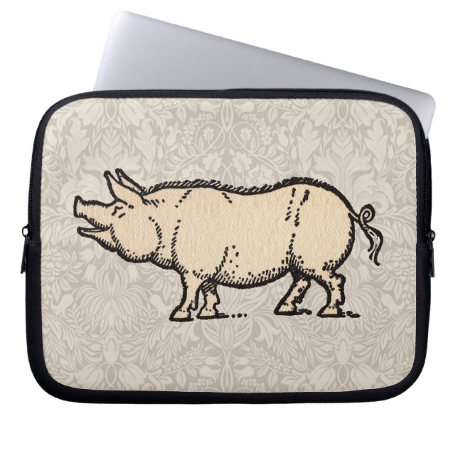 Pig Antiek Piggy Cute  Laptop Sleeve (Voorkant)