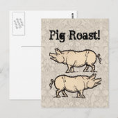 Pig Antiek Piggy Schattige Illustratie Briefkaart (Voorkant / Achterkant)