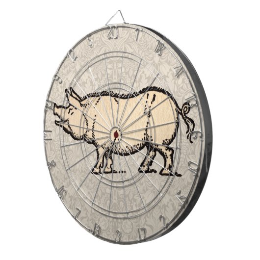 Pig Antiek Piggy Schattige  Illustratie Dartbord (Voorkant Rechts)